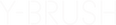Y-Brush logo in white with a transparent background